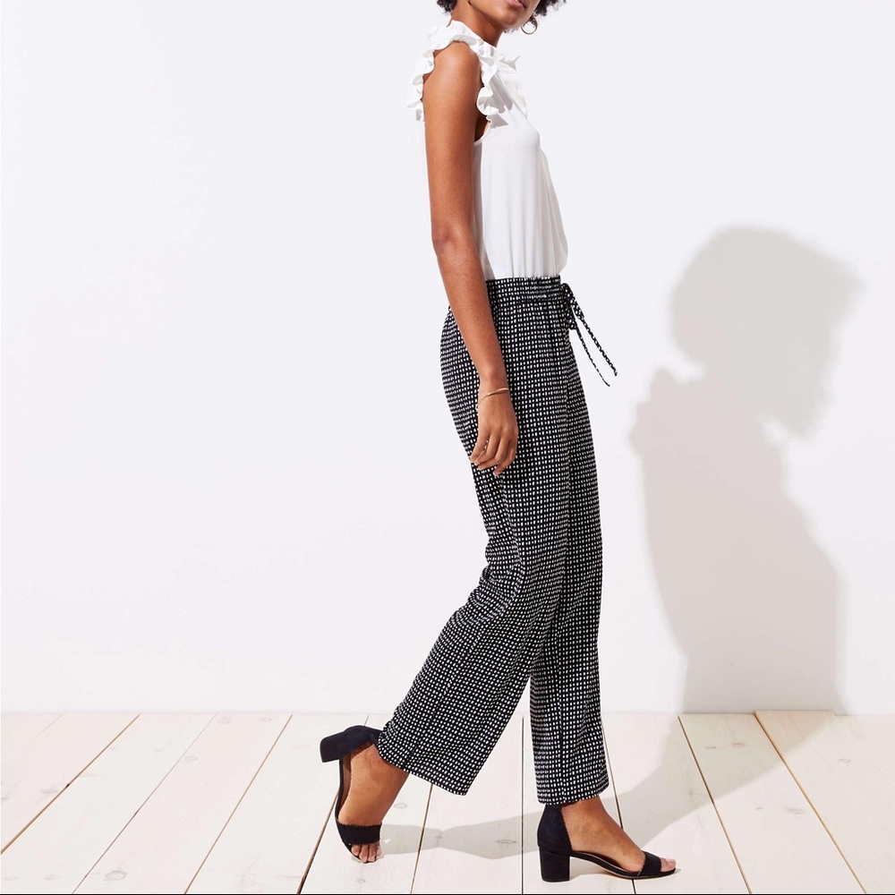 LOFT Dotted Fluid Drawstring Pants